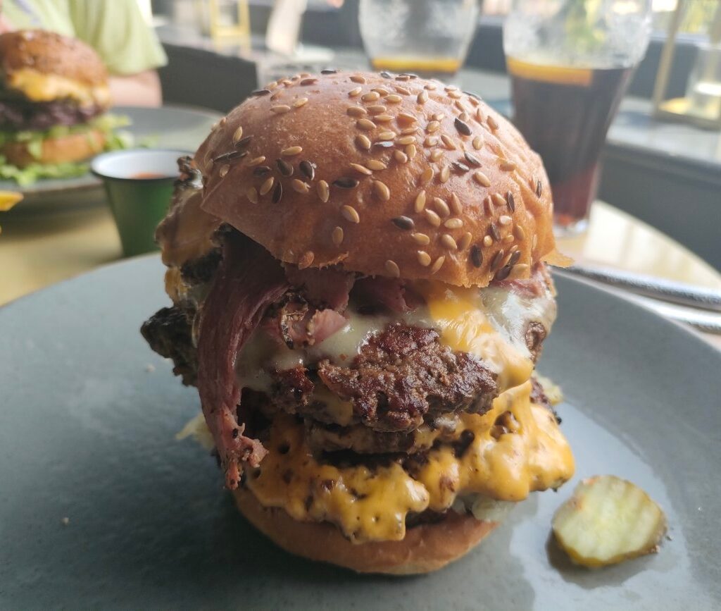 Picture of a large burger from Hills Brecon